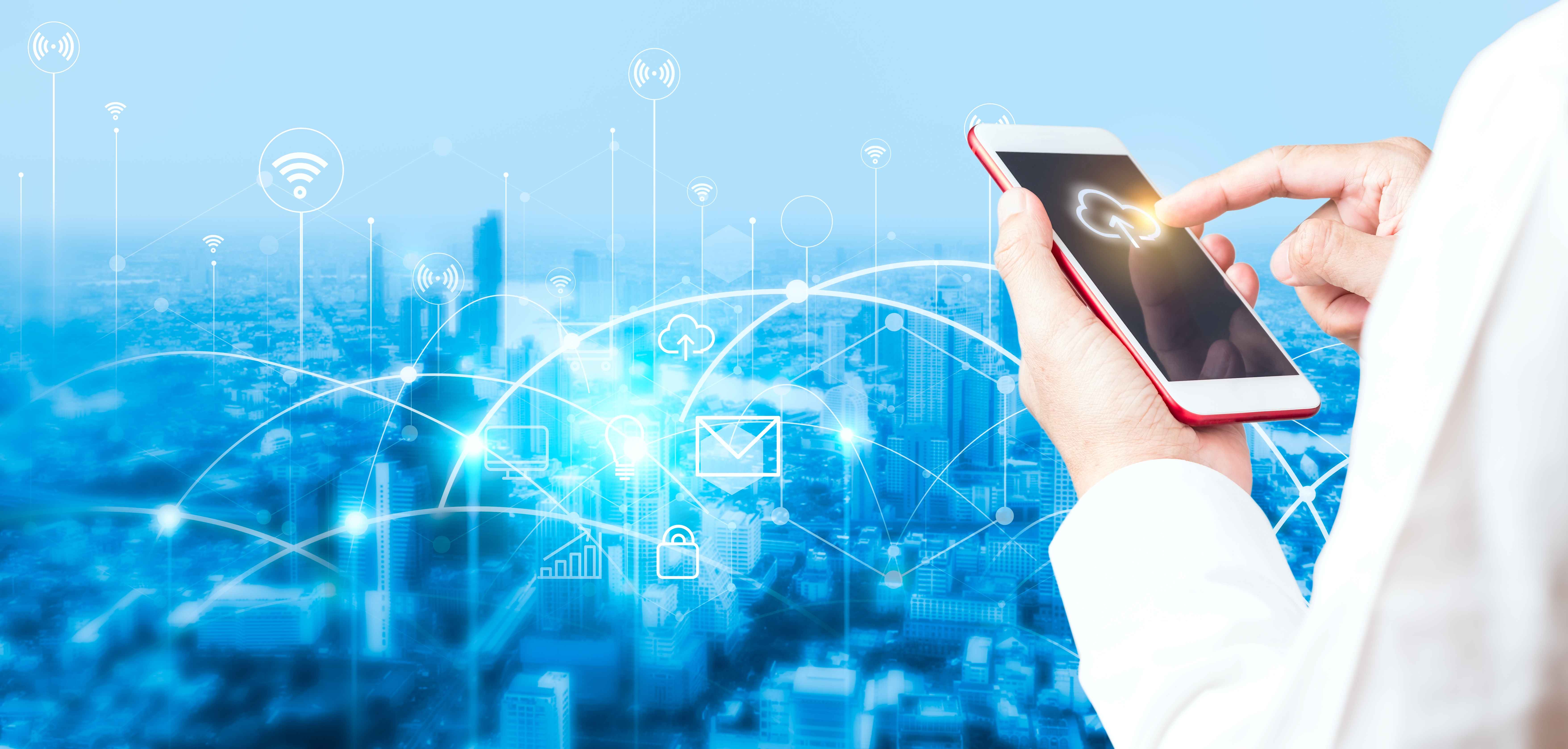 Visualisation of data sharing from a mobile phone | Featured image for the blog on Data Privacy Concerns from Nimbus Portal Solutions.